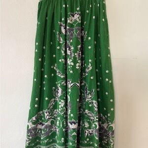 Max Studio Green and White Floral A-Line Skirt